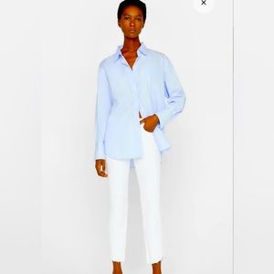 NWT FRAME Le High Straight Cascade Hem denim jeans in Blanc White size 28